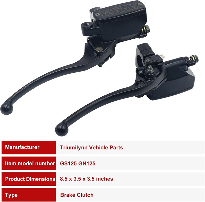 Triumilynn 1" 25mm Brake Master Cylinder Lever Motorcycle for Hon-da Shadow Goldwing Magna VTX Ya-ma-ha Road Star V-Star Su-zu-ki Ka-wasaki Hy-draulic Clutch Brake Goldwing Left & Right Set (Black) - Image 5
